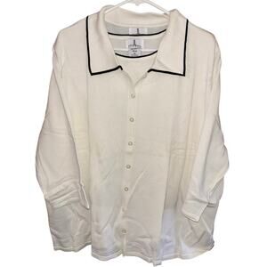 JL Studio women’s white black collared cardigan two-piece set with tank NEW 3X